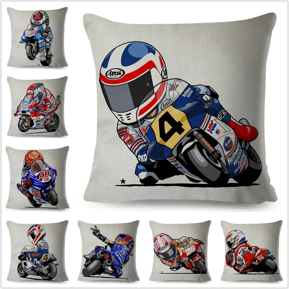 AliExpress 45x45cm Cartoon Sports Motorcycle Cushion Cover Decorative Mobile Bike Pillowcase 100% Polyester