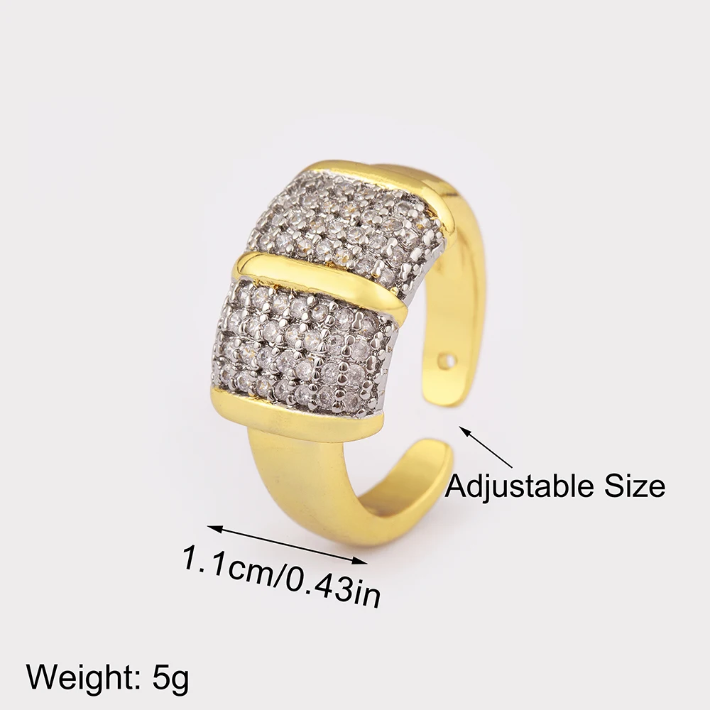 Nidin New Luxury Design Sparkling Zircon Charm Open Rings Adjustable 4 Styles For Male Female Couples Finger Jewelry Accessories