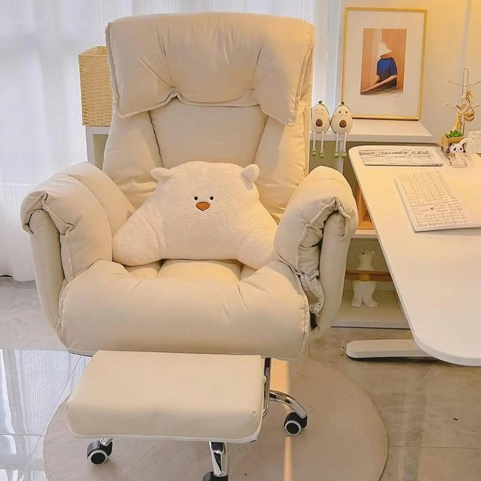 كرسي مكتب تنفيذي قابل للاستلقاء مع كرسي كمبيوتر مريح للساق لغرفة القراءة والشقة وغرفة المعيشة المنزلية والمكتب #2