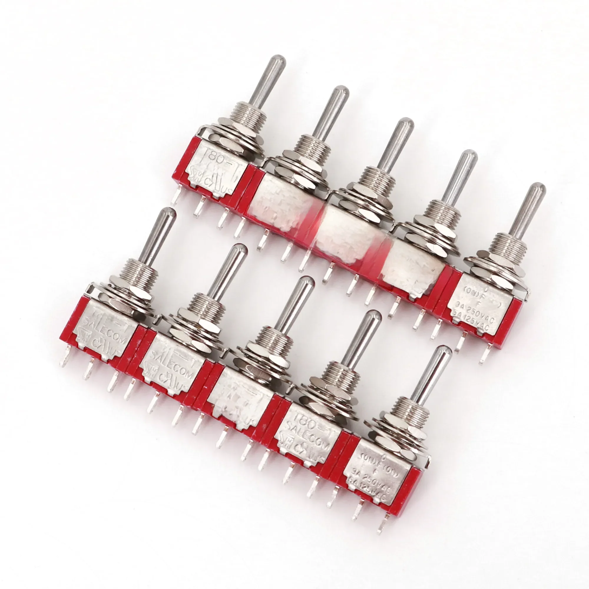10 szt. SH T8014A Standardowy przełącznik dźwigniowy 3-pinowy chwilowy MOM-OFF-MOM samopowrotny 3-pozycyjny SPDT mini przełącznik kołyskowy — zdjęcie 2