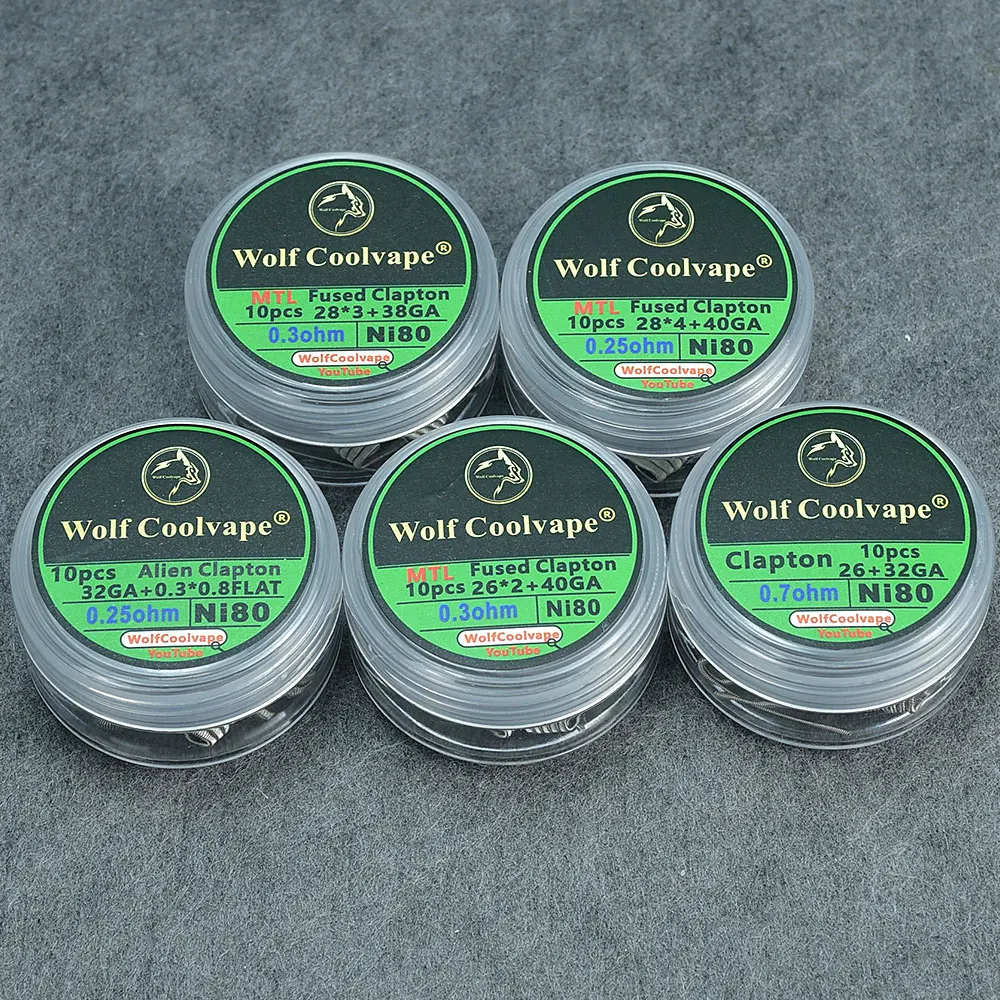 10Pcs NI80/SS316L/A1 Mtl Alien Fused Clapton Wire Tiger ขดลวดที่สร้างไว้ล่วงหน้าขดลวดทำความร้อนเครื่องทำความร้อนสายไฟ zeus X RTA Goon V1.5 Rda