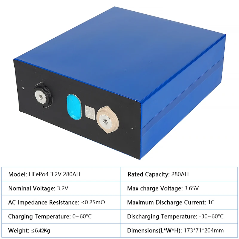 Imagem -04 - Classifique Uma Bateria Eve 280ah 12v 24v Bateria Lifepo4 Baterias Recarregáveis Smart Bms 250a Células Prismáticas para Armazenamento Solar