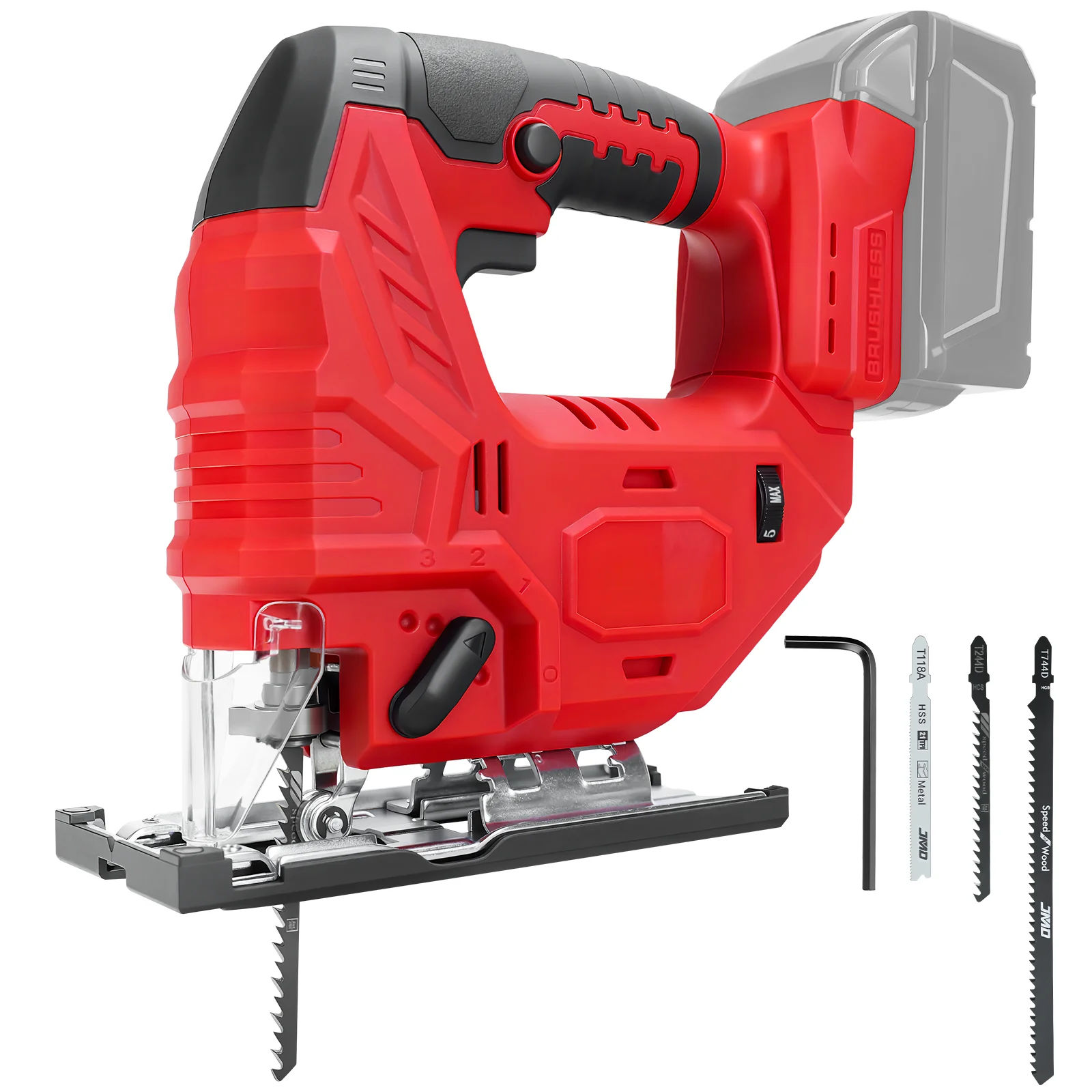 

Brushless Jig Saw for Milwaukee 18V Battery 2700RPM 7-Speed Cordless Jigsaw 4 Orbital Settings 0°- 45° Bevel Cuts (No Battery)