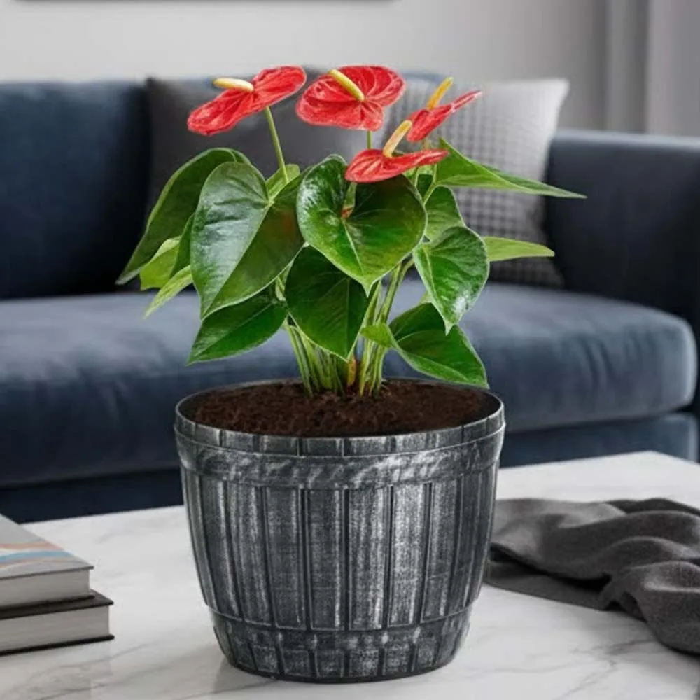 أواني بلاستيكية تحاكي الخشب. - 11X9.5 سم - أصيص زهور داخلي أو خارجي. تصميم ريفي. الزهور، النباتات، الأواني، المزهريات، المركزية، ديكور المنزل. لا تشمل الزهور #3