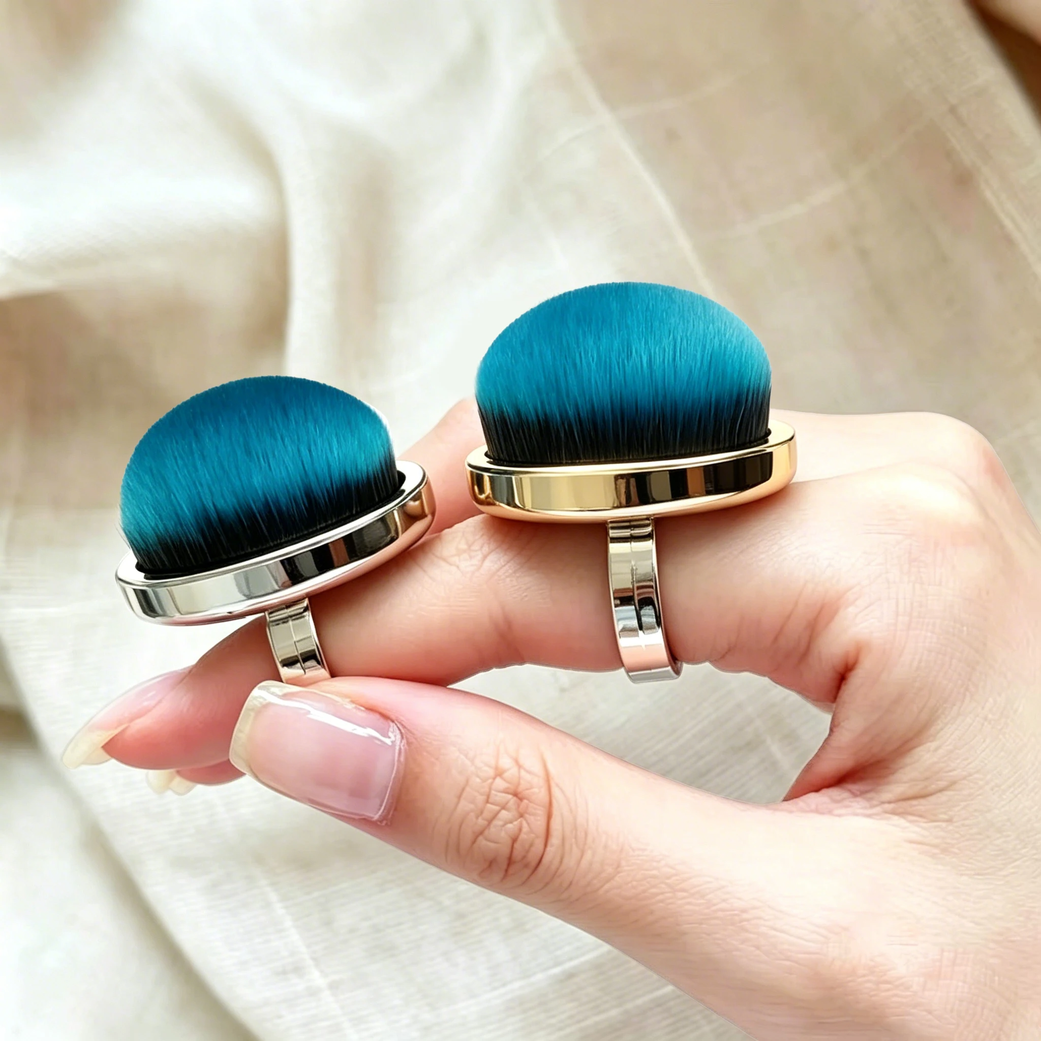 Metallring-Nagelstaubbürste, Freihändige Fingerreinigungsbürste mit Weichen, Dichten Borsten für Acryl-Gel-Dip-Puder-Entfernung im Salon und zu Hause – Detail 5