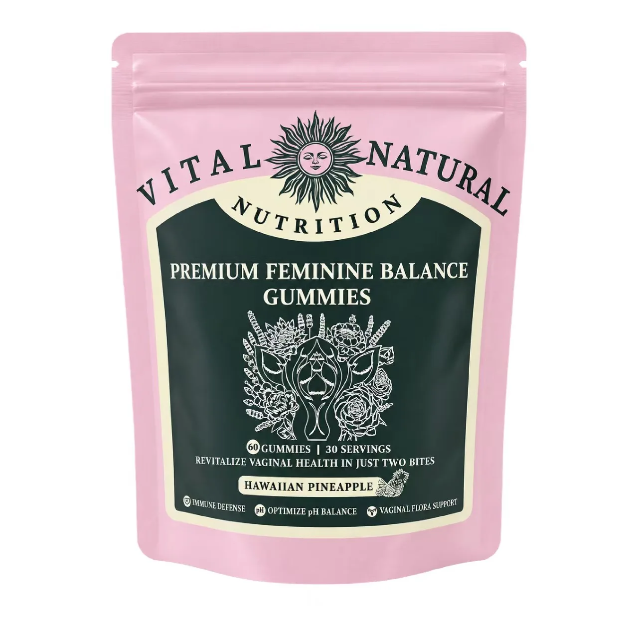 Nutrition Vaginal Probiotic Gummies for Women 60 Gummies Hawaiian Pineapple Flavor - Vegan Gluten-Free pH Balance Immune Defense Healthy Vaginal Flora 30 Servings