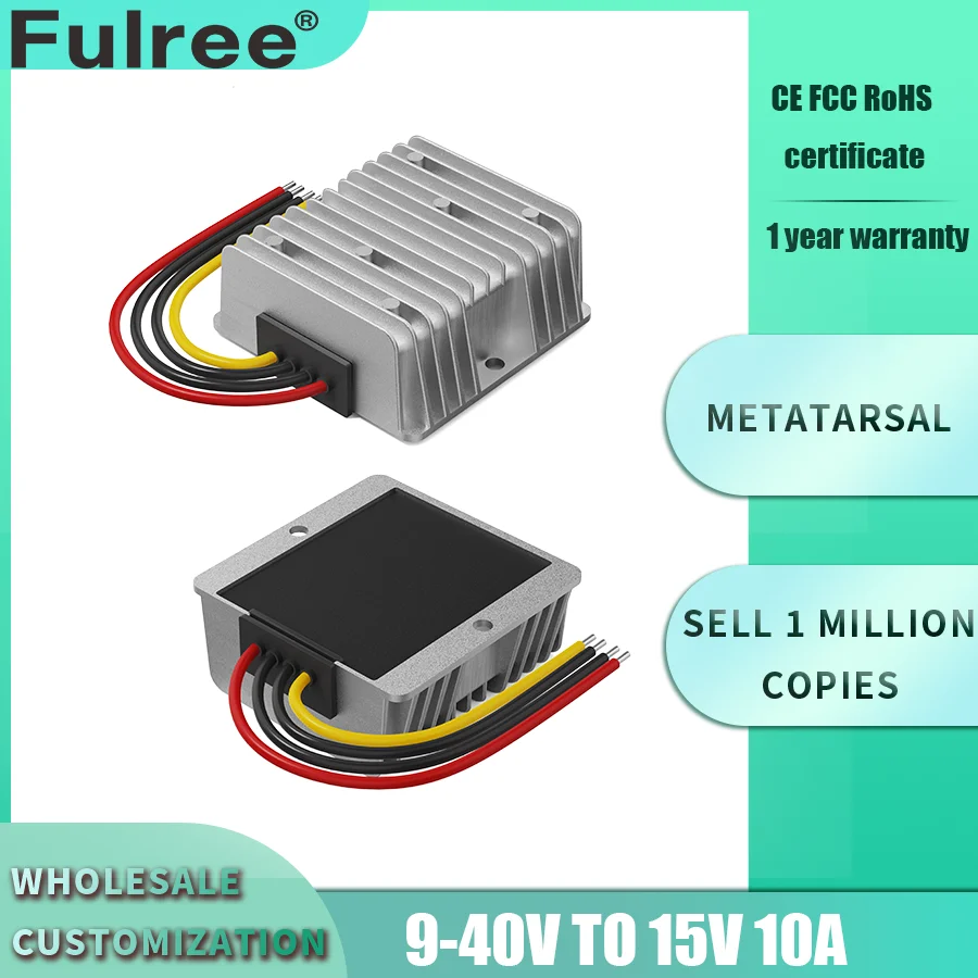 Fulree 9-40V 10V 13.8V 19V 30V to 15V 10A 8A 5A Step-up Step-down Power Module Boost Buck DC DC Converter Voltage Stabilizer