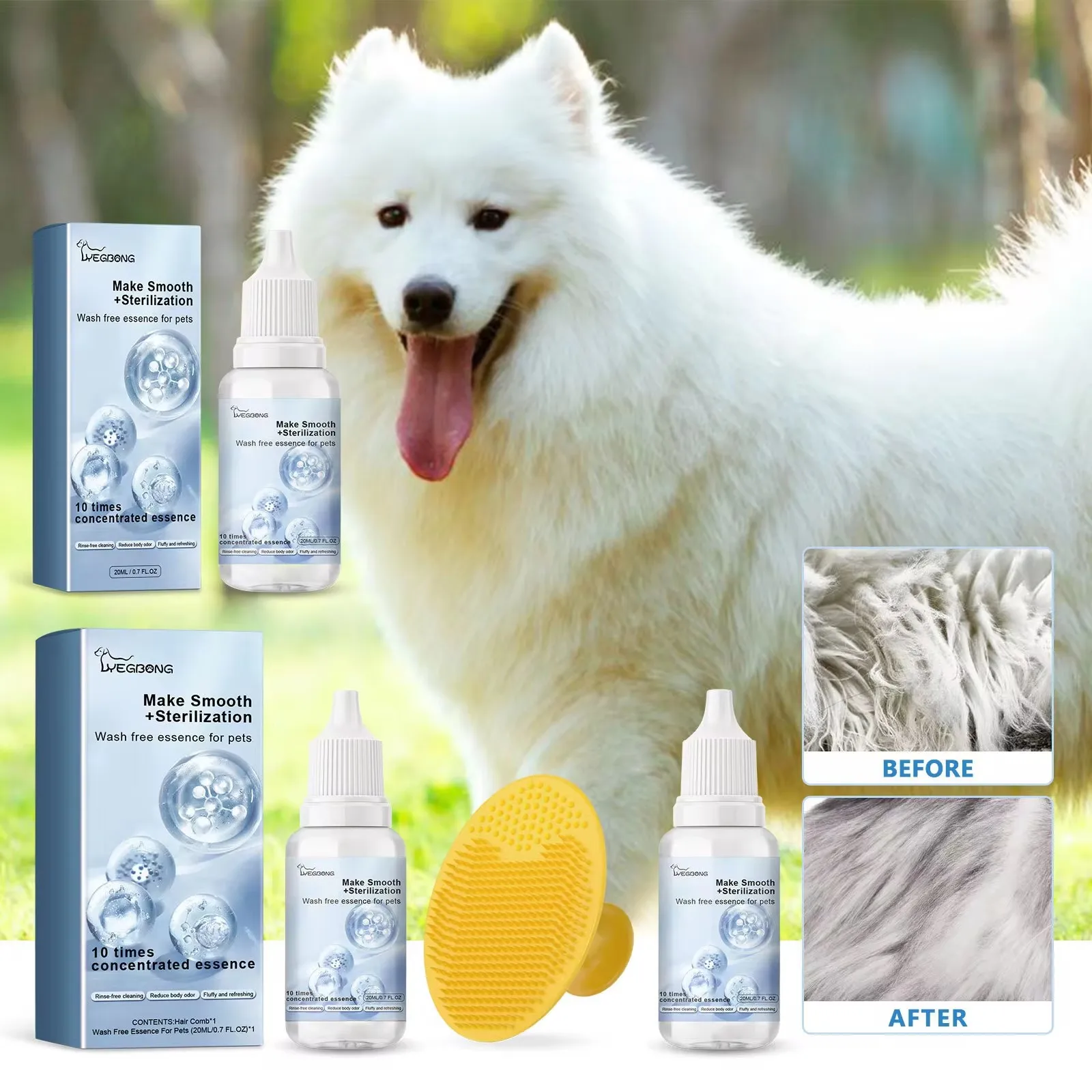 Dog Waterless Shampoo Moisturizes Dry Fur Bathless Cleaning Body Dirt Removal Itch Relief Refreshing Hair Pet Rinse Free Essence