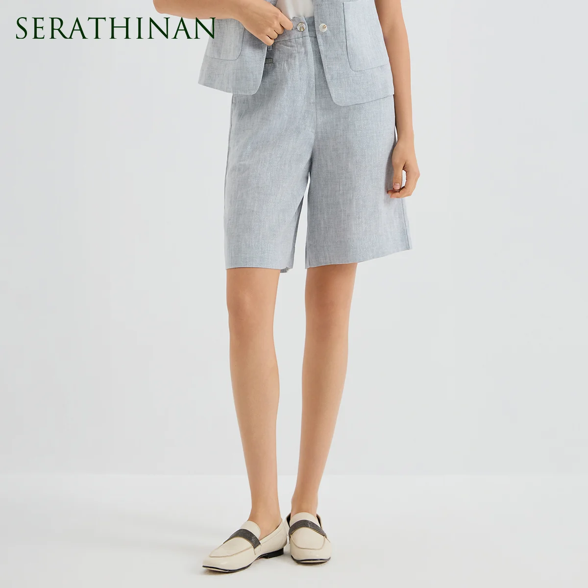 KL9613757 Vintage Inspired Linen Shorts Women Luxury Summer Shorts Wide Leg Slim Fit Breathable Casual Short Pants