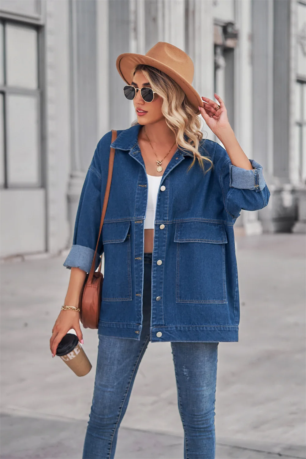 2022 Fall/Winter New Denim Jacket For Women Fashion Loose Mid Length Jeans Coat Casual Versatile Female Clothing S-XL Drop Ship