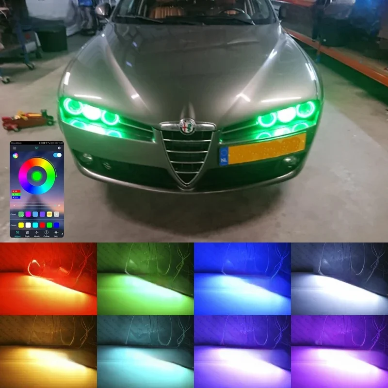 Dla Alfa Romeo 159 Brera Spider RF Remote Bluetooth-Compatible APP Multi-Color Ultra Bright RGB LED Angel Eyes Kit Halo Rings — zdjęcie 2