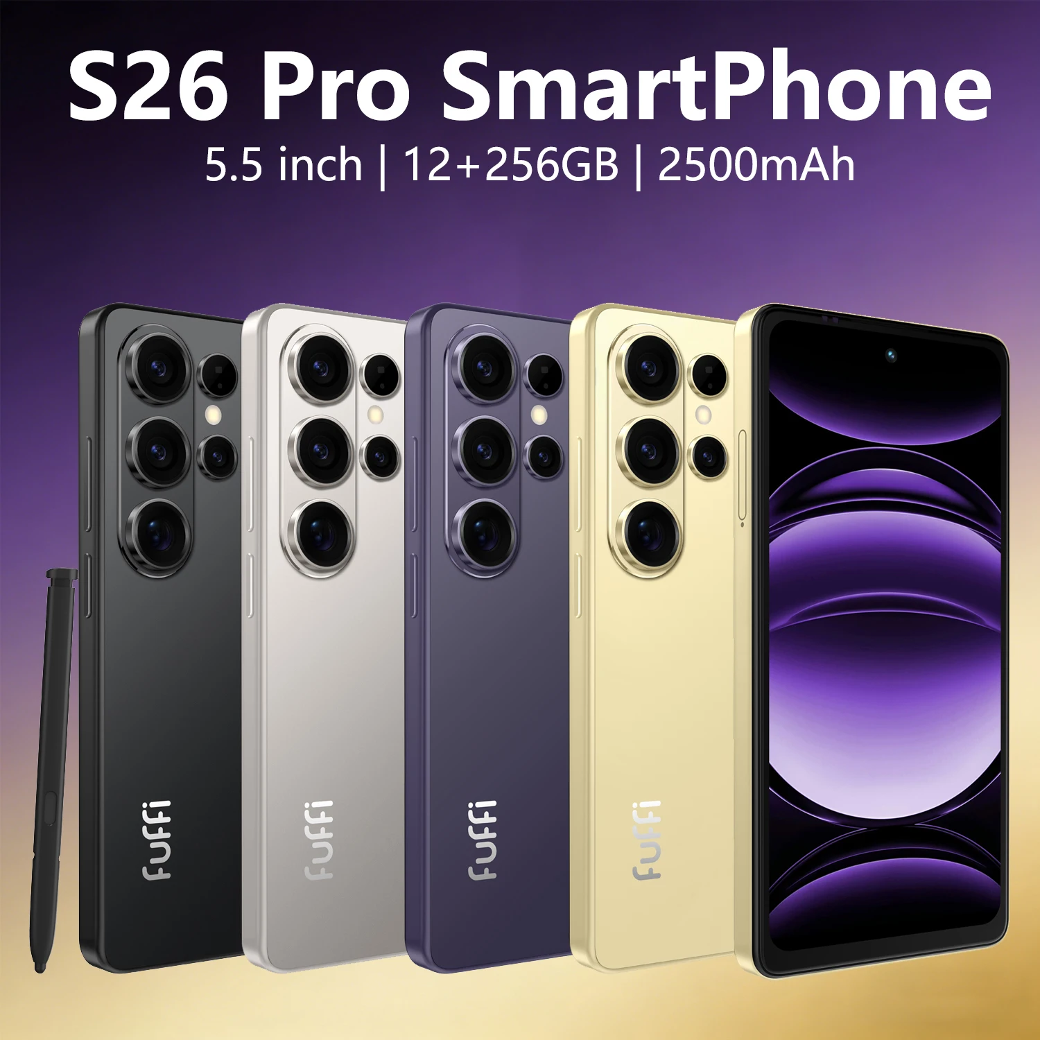 S26 Pro Smartphone Android 12 6.56 inch Screen,8GB+256GB 8+12MP Mobile Phone 4100mAh For Google Play Store Phone Global Version