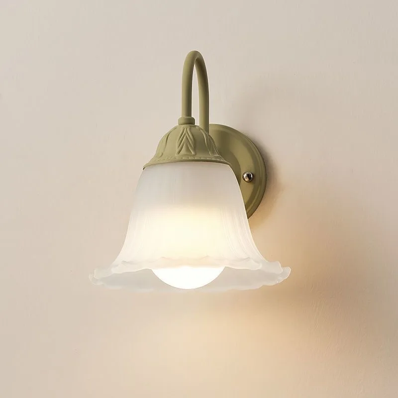 Bloem Wandlamp Retro Woonkamer Achtergrond Muur Amerikaanse Midden Franse Crème Wind Slaapkamer Bedlampje