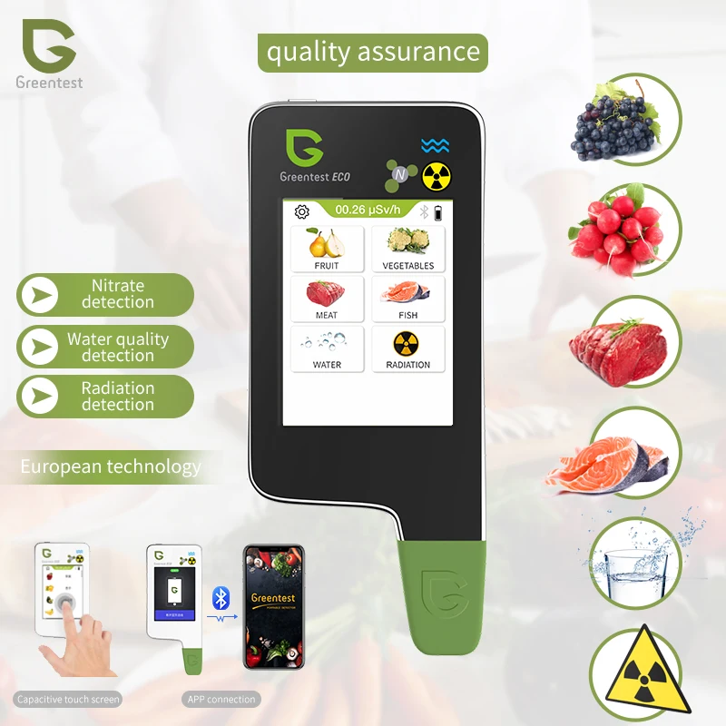 Greentest Kitchen Nitrate Tester Nuclear Radiation Detector TDS Water Bluetooth Function for meat fruit vegetable fish ECO-6