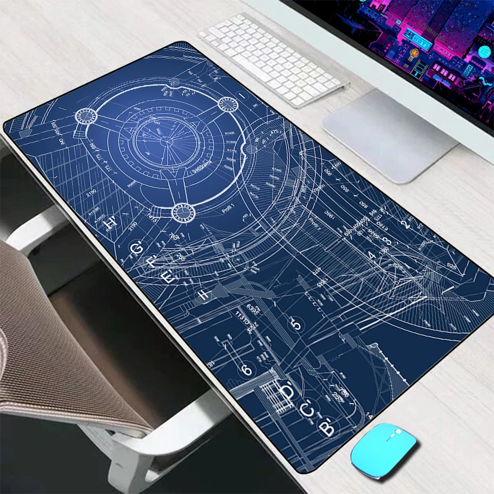 Technical Drawing Mouse Pad Large Gaming Accessories Mouse Mat Keyboard Mat Desk Pad Computer Mousepad PC Gamer Laptop Mausepad