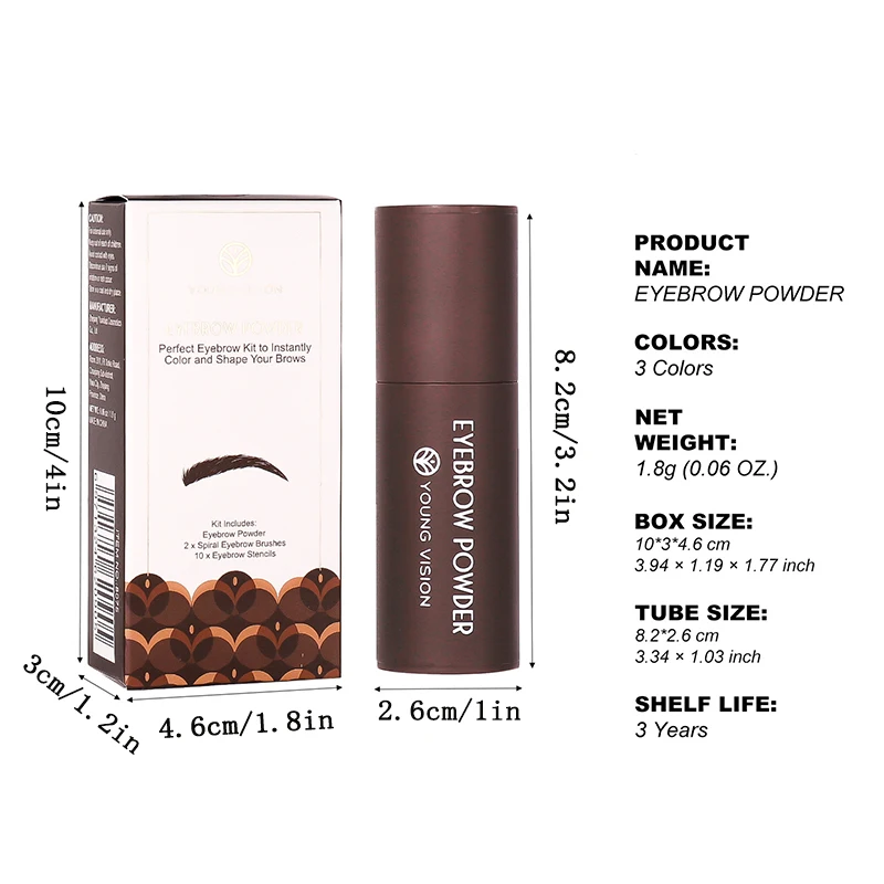 3-in-1 Brow Shaping Kit, Hairline Shading Powder Hairline Grooming Powder Eyebrow Powder, 10 Eyebrow Cards (10 shapes), 2 Eyebro