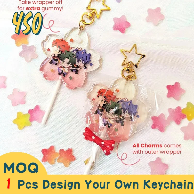 

YSO с ЧПУ, ромбовидная огранка, милый акриловый брелок с логотипом на заказ, подвески-леденцы