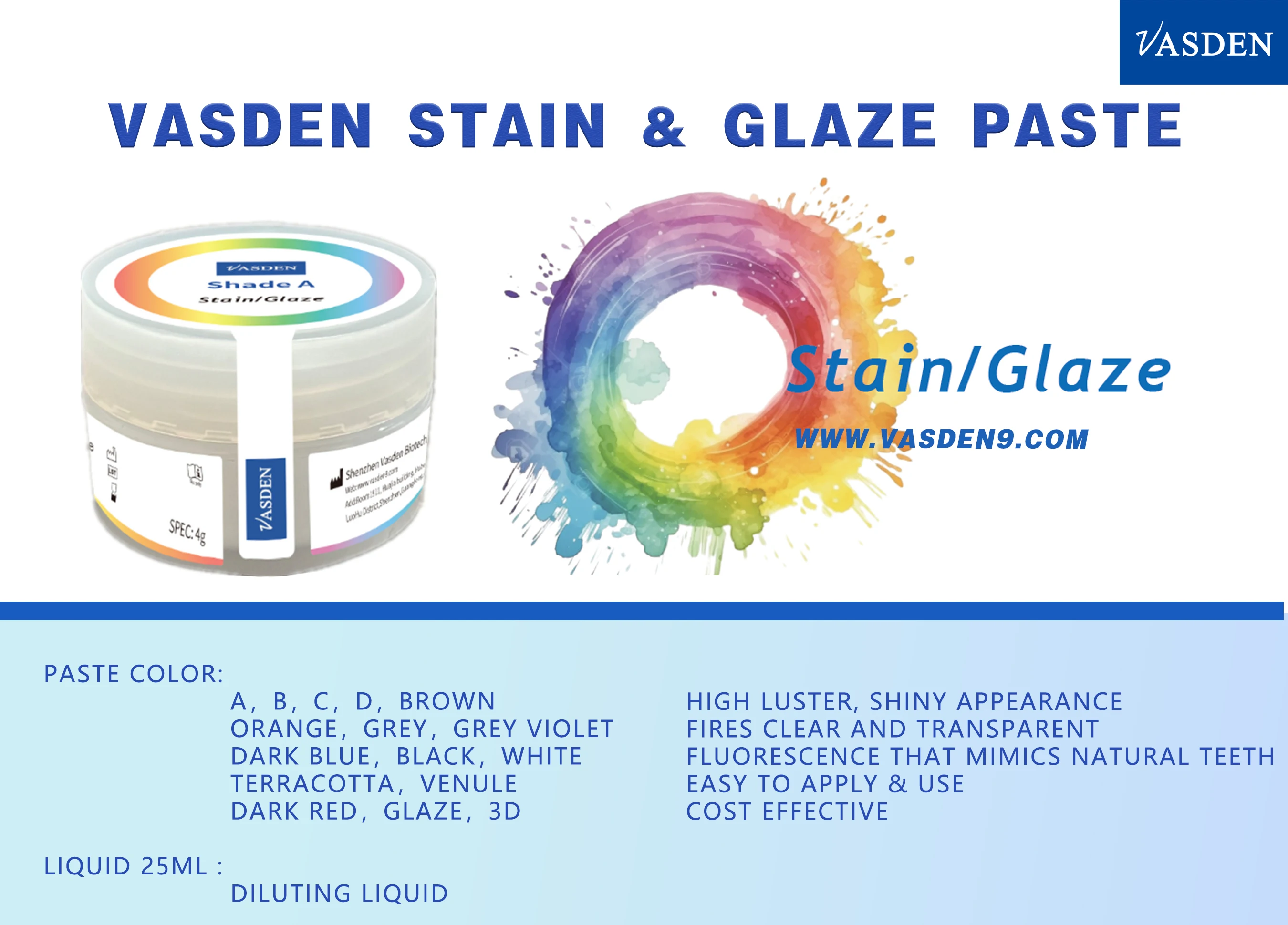 Glaze Paste Dental Supplies Lab Material Ceramics Staing and Glazing Paste CAD CAM For Zirconia E-max Teeth