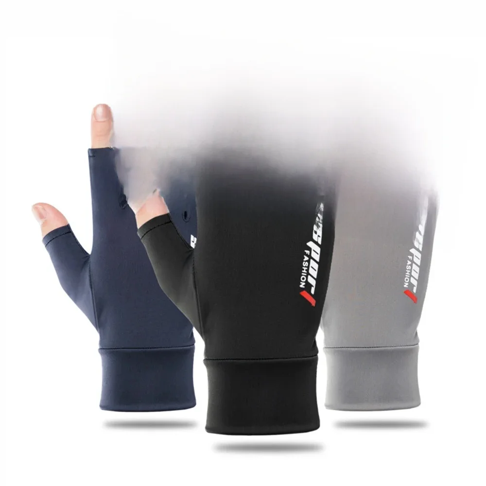 AliExpress Ice Silk Fishing Gloves for Spring Summer Sun Protection Men Women Hiking Cycling Gloves Camping Anti Slip Touch Screen Elastic