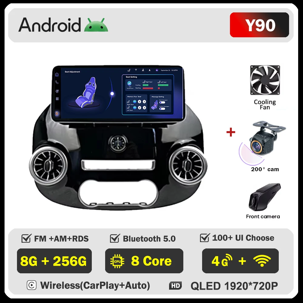 Android 12.3 Inch Voor Mercedes Vito W447 2014-2022 Autoradio Multimedia Video Player GPS Radio 5G CarPlay navigatie WIFI GPS BT