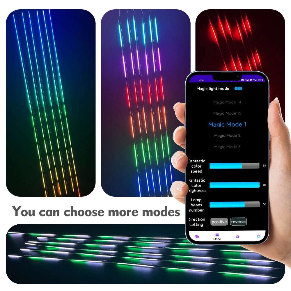 Symphony Full Color Car Interior Light Dual Zone LED Strip Accessories DIY Car Guide Fiber Optic Led Ambient Light App Control