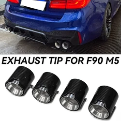 4pcs/lot Exhaust Tip For BMW M5 F90 Carbon Fiber Exhaust Tip Auto Car Muffler M Performance Exhaust Upgrade Black Tail Pipe
