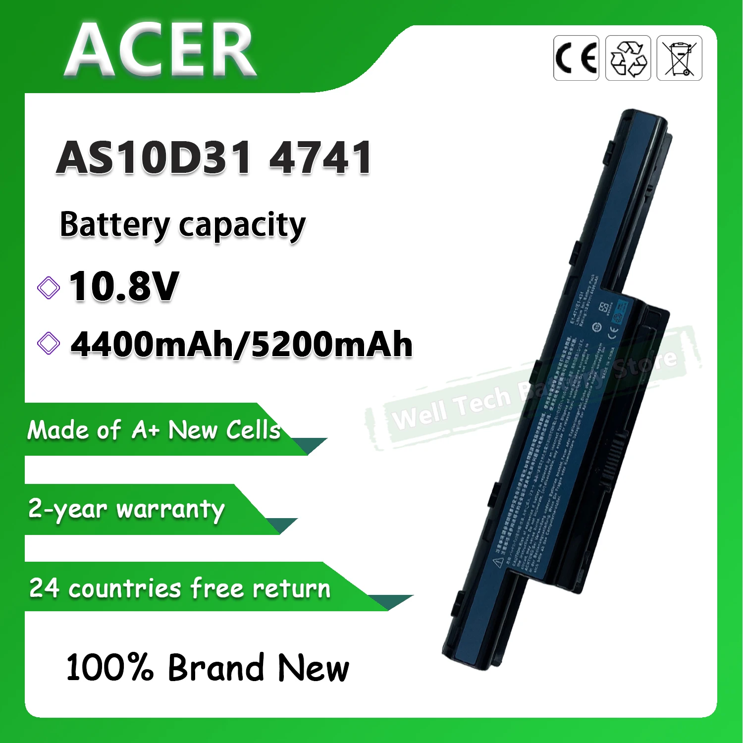 AS10D31 4741 Laptop Battery For GATEWAY NV SERIES Gateway NV49xx Series NV49C13c NV49C NV59c NV5911 NV5911u NV5915u NV5925u