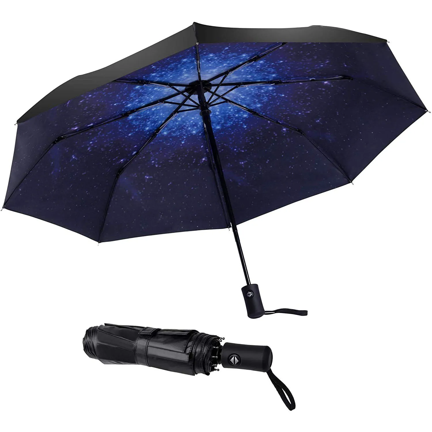 

Windproof Travel UV Umbrellas for Rain Black Folding Automatic Umbrellas Compact Strong Portable Backpack Umbrella for Women Men