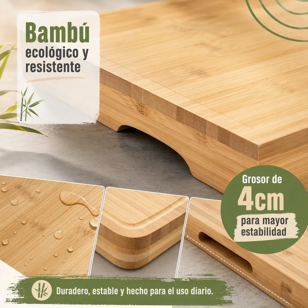 Set de 2 Tablas de Cortar de Bambú Natural para Cubrir Vitrocerámica y Encimera, Protector de Cocina Multiusos de 54x56x4cm, Superficie Resistente para Preparación de Alimentos