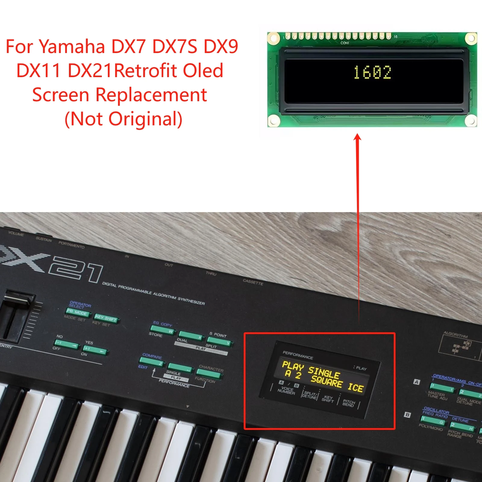 For Yamaha DX7 DX7S DX9 DX11 DX21 Retrofit OLED LCD Screen Display Replacement