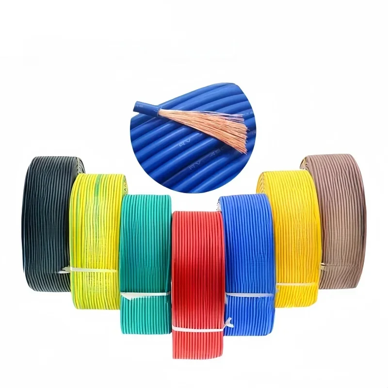 Fil flexible gainé en PVC à noyau unique RV0.3/0.5/0.75/1.0/1.5/2.5/4MM fil électronique 22 20 13 11 9 5 câble d'extension de signal 3AWG
