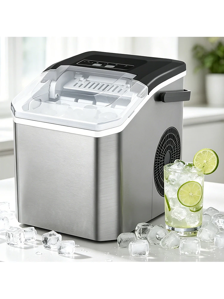 Professionelle elektrische Eismaschine, automatische tragbare Reinigungs-Eiswürfelmaschine, runde Kugeleismaschine für Zuhause und Bar