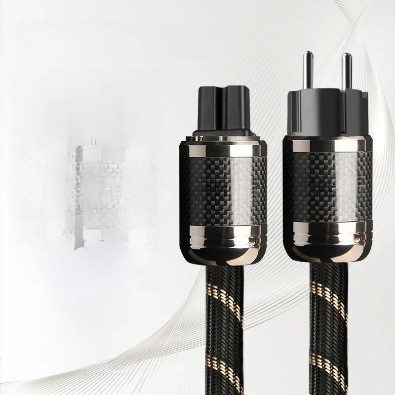 Kabel zasilający TODN HIFI OCC&OFC Wysokiej klasy kabel audio z wtykiem z włókna węglowego EU/US, wtyk pokryty rodem — zdjęcie produktu 7