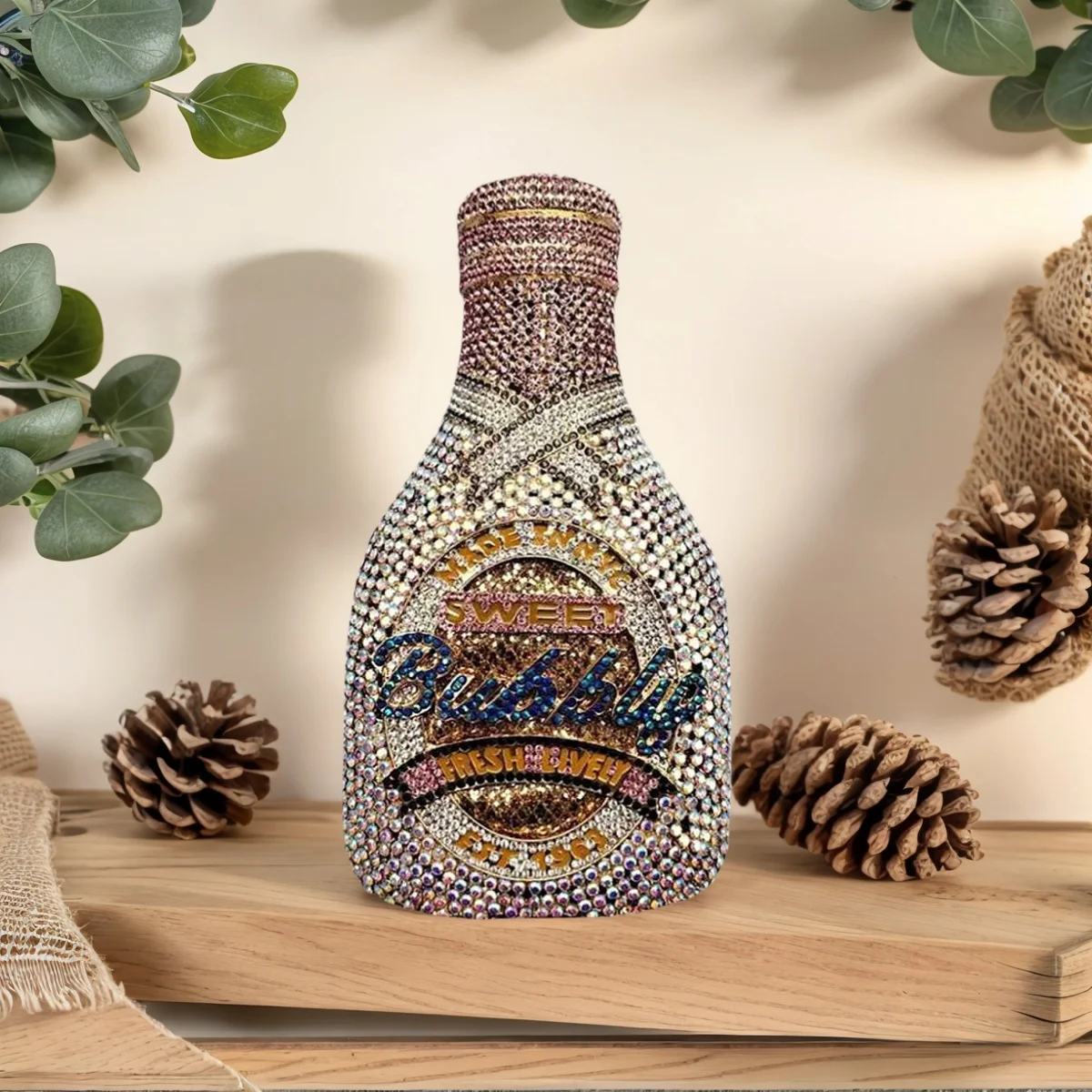 

Women Champagne Bottle Rhinestone Clutch Unique Evening Bag Crystal Dinner Handbag Bride Purse for Party Cocktail