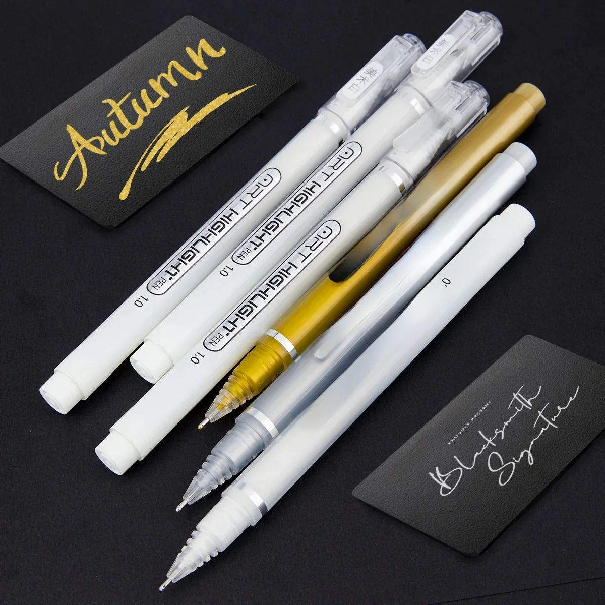 Ensemble de stylos gel à pointe extra fine, stylos à encre gel pour artistes, blanc, or, argent, 1mm, paquet de 3/6