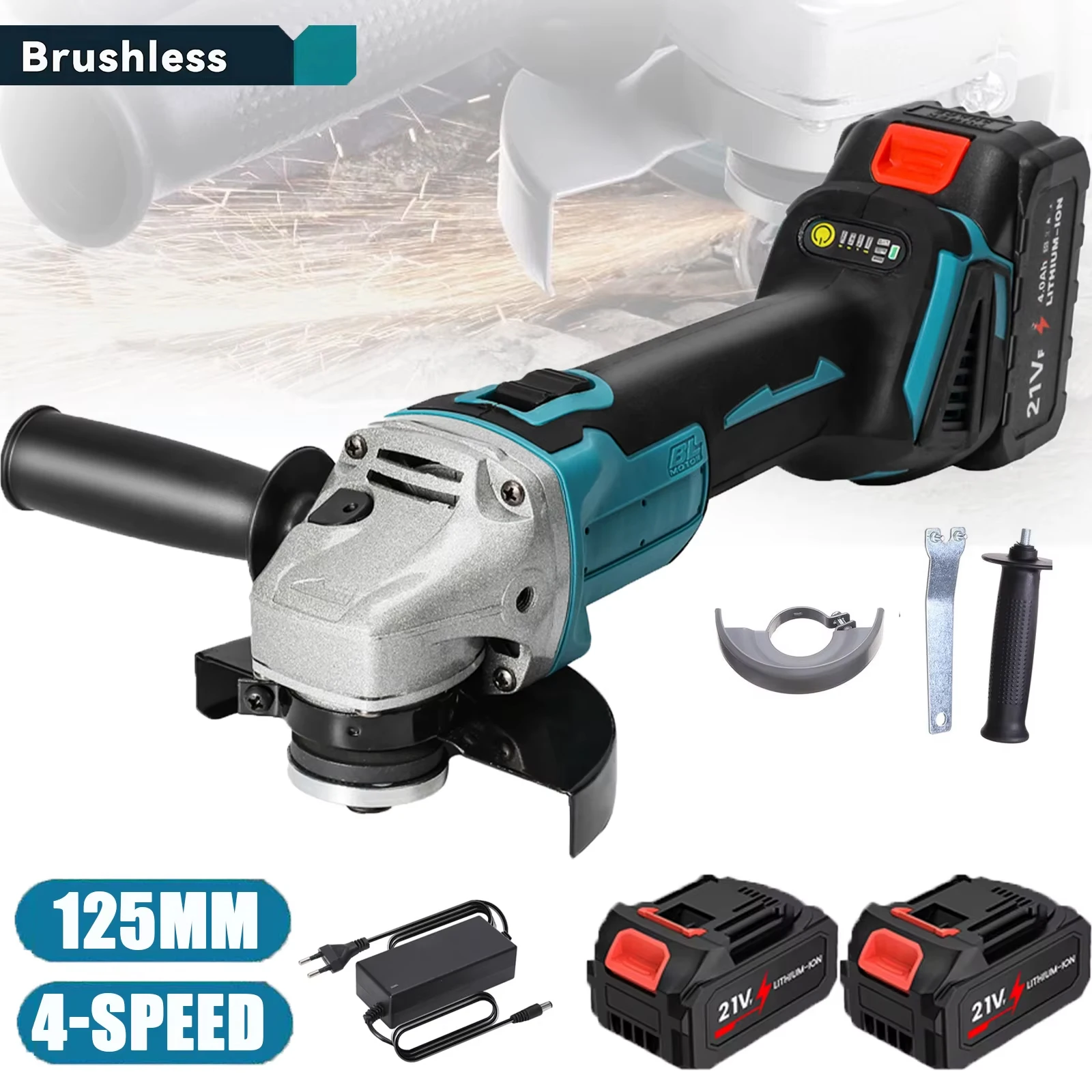 Smerigliatrice angolare elettrica a batteria senza spazzole da 1000 W Macchina da taglio a 4 velocità per la casa Utensili elettrici per la lavorazione del legno fai da te per batteria Makita 21 V