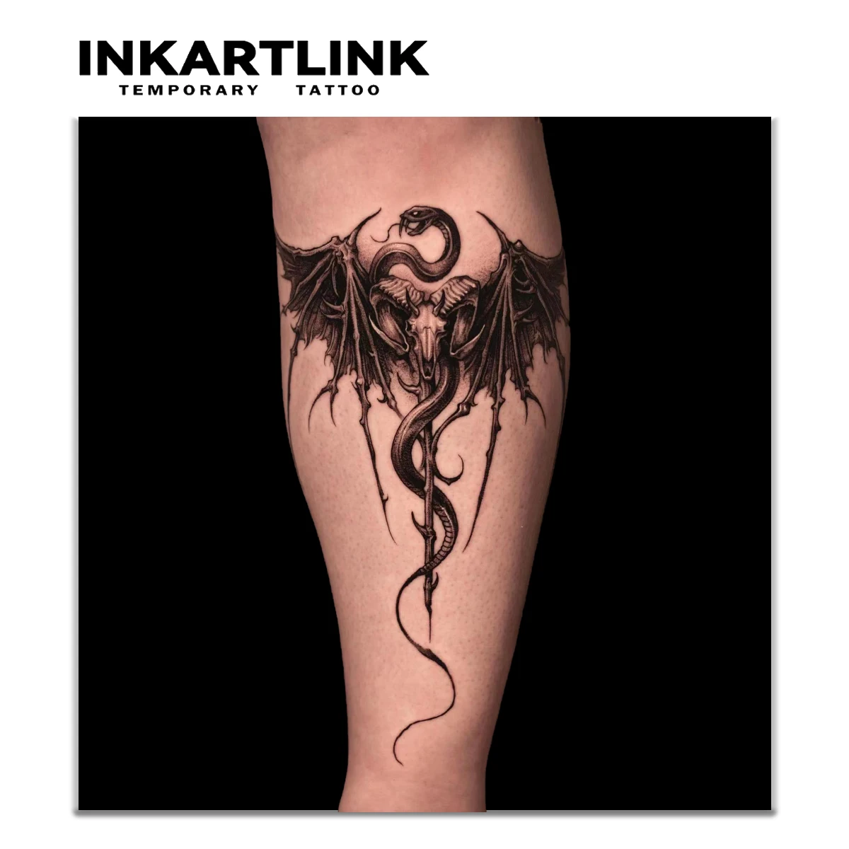 Snake with wings temporary tattoo sticker, waterproof magic tattoo, lasts to 15 days fake tattoo, semi permanent tattoo