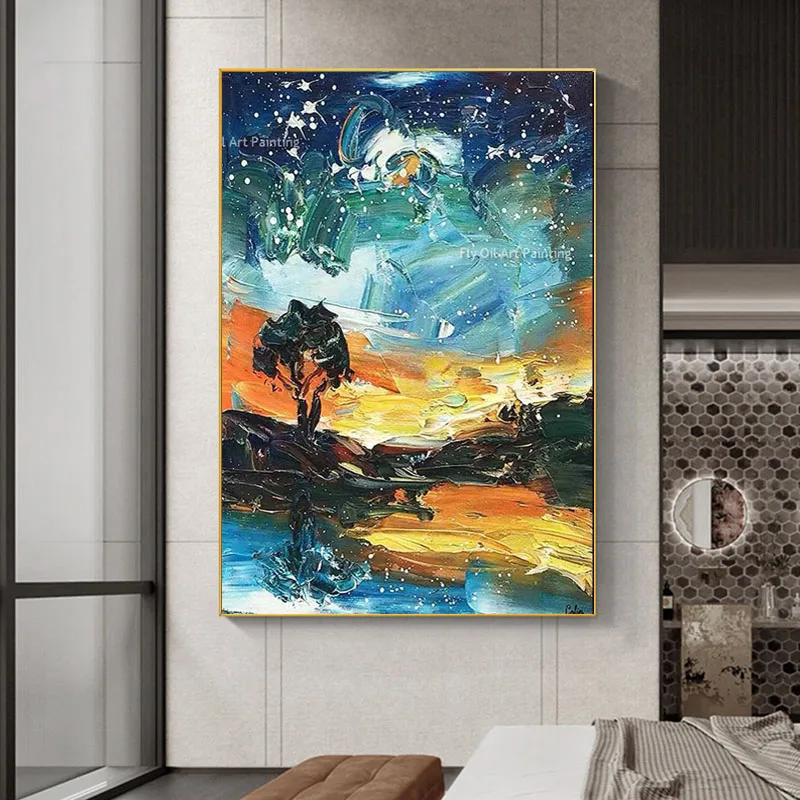 Artist Hand Painted Abstract Oil Painting On Canvas Thick Oil Paintings Modern Palette Knife Acrylic Canvas Painting For Decor