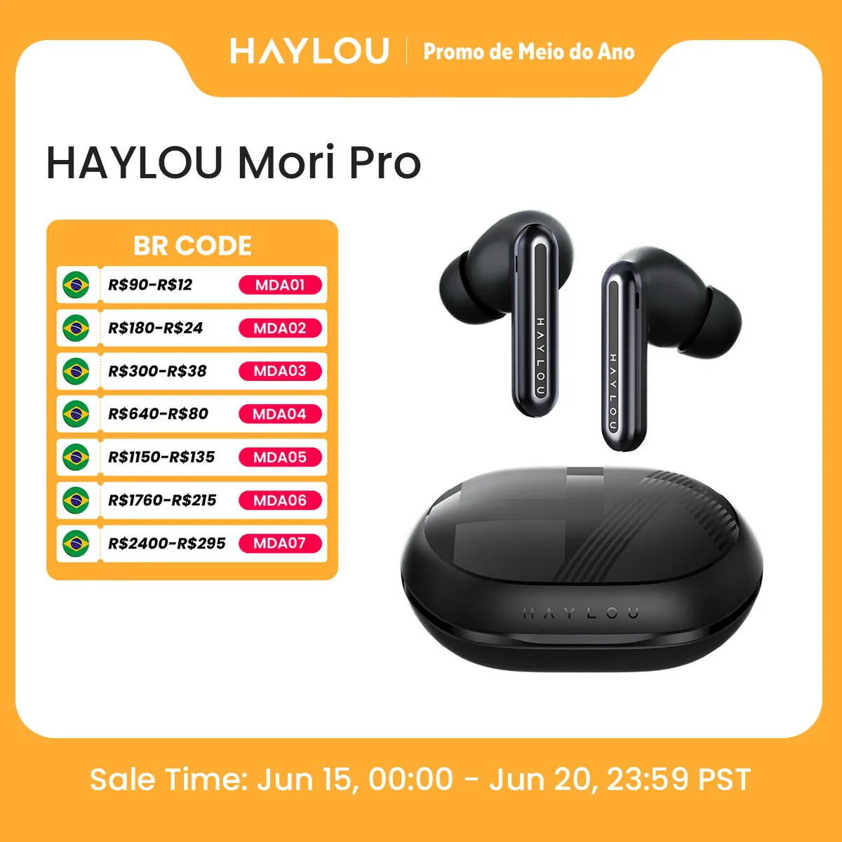 HAYLOU Mori Pro Auriculares Bluetooth 5.4, Auriculares com Cancelamento de Ruído Ativo, Auriculares Sem Fio, Bateria 35H, 43dB A