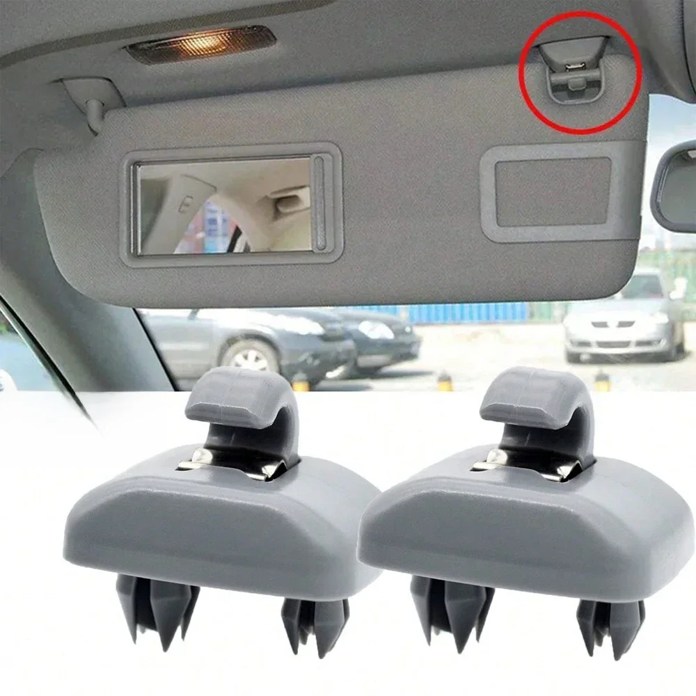 Clip de pare-soleil de voiture, 2 pièces, crochet de suspension intérieur gris, support pour Audi A1 A3 S3 A4 S4 Allroad A5 S5 Q3 Q5 8U 0857562 Un gris