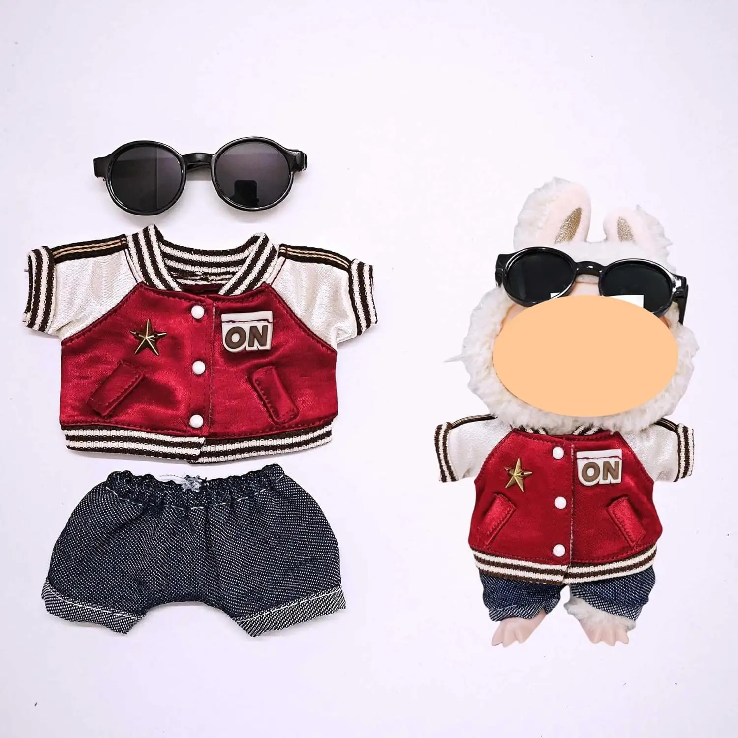 First and Second Generation for  Labubu Pendant Button Knitted Sweater Labu Hat Replacement Kit (Baseball Jersey + Pants)
