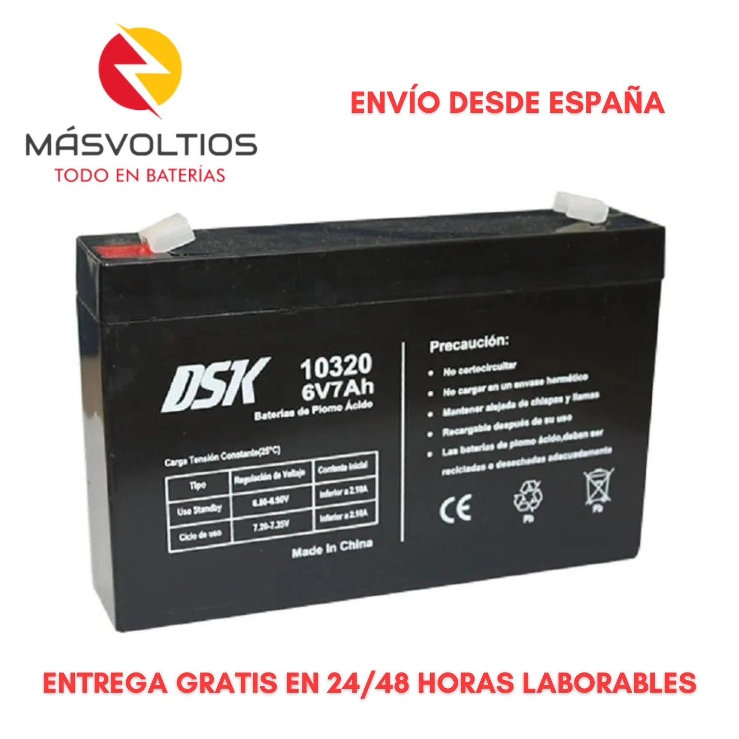 DSK 10320 6V 7Ah lead AGM battery for electric vehicles 6V mini quads mini motorbikes electric scooter