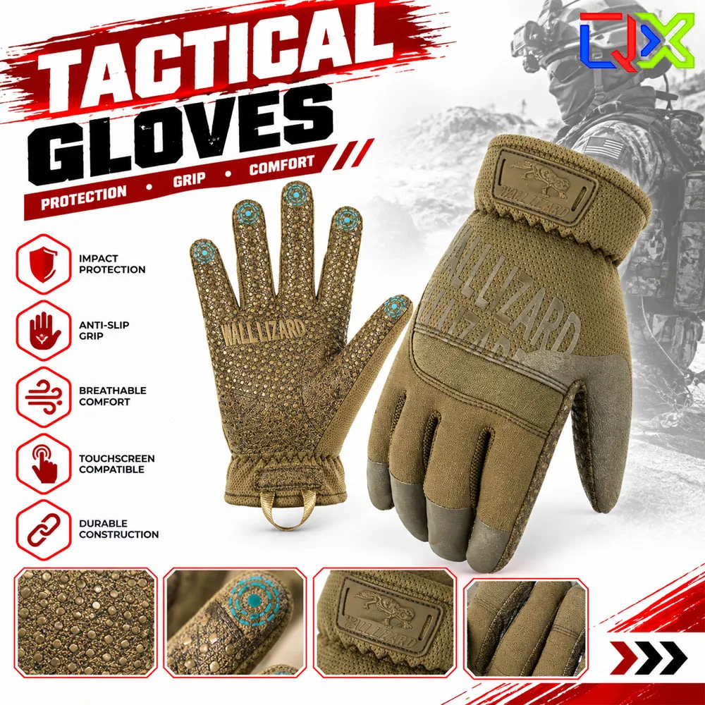 QX Tactical Gloves Full Finger Touch Screen Summer Breathable Outdoor Cycling Riding Protection Gloves Men