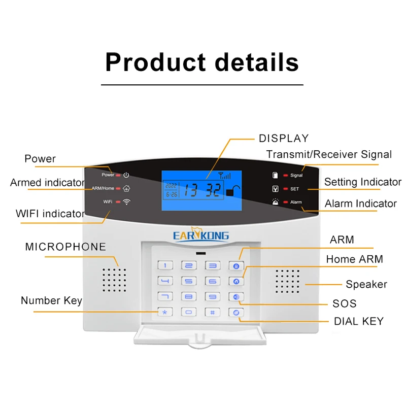 Imagem -05 - Sistema de Alarme de Segurança Residencial com Fio e sem Fio Wi-fi Gsm 433mhz Espanhol Francês Inglês Russo Italiano Novo