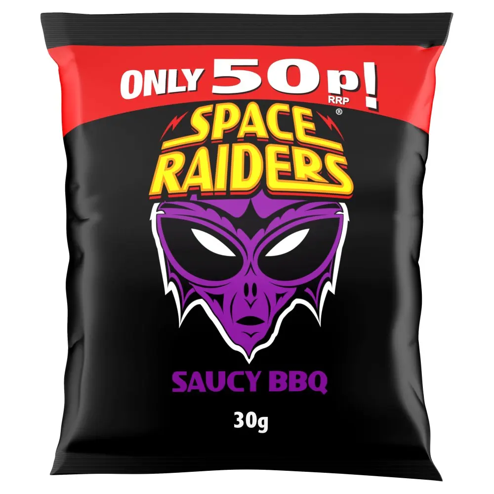 Space Raiders Saucy BBQ Crisps Pack of 36 x 30gm