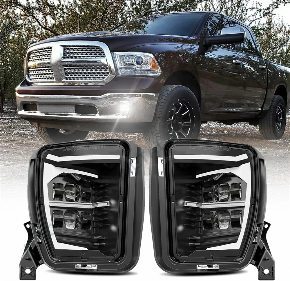 Światła przeciwmgielne LED do Dodge Ram 1500 2013 2014 2015 2016 2017 2018 Ram Classic 2019-2022 Światła przeciwmgielne LED DRL do jazdy dziennej — 2
