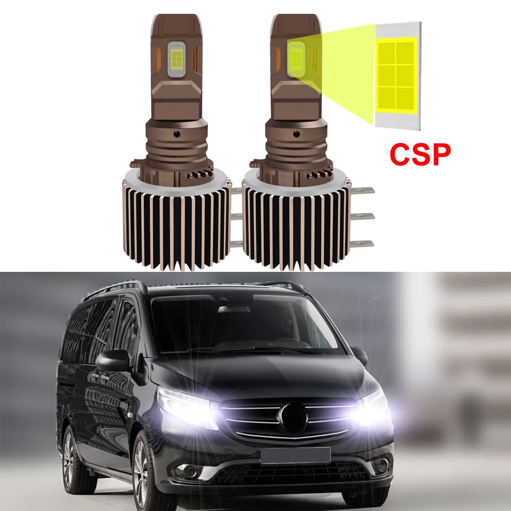 H15 LED Headlight Bulbs For Mercedes Vito W447 2014-2022 High Beam with Daytime Running Lights White 72W 6000K