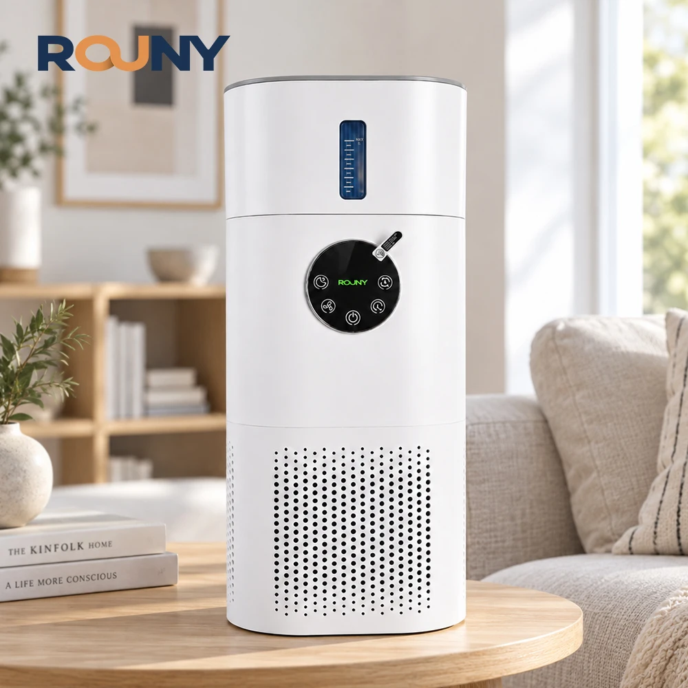 ROUNY 2-in-1 Air Purifier with Fog-Free Evaporative Humidifier, H13 HEPA Filter, Smart Air Quality Sensor, Quiet Sleep Mode for Home Bedroom