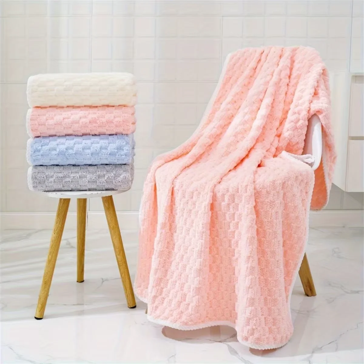 Coral Fleece Bath Towel & Towel, Light, Soft Comfortable, Absorbent and Quick Drying Perfect for Home Showers, Travel, Hotels