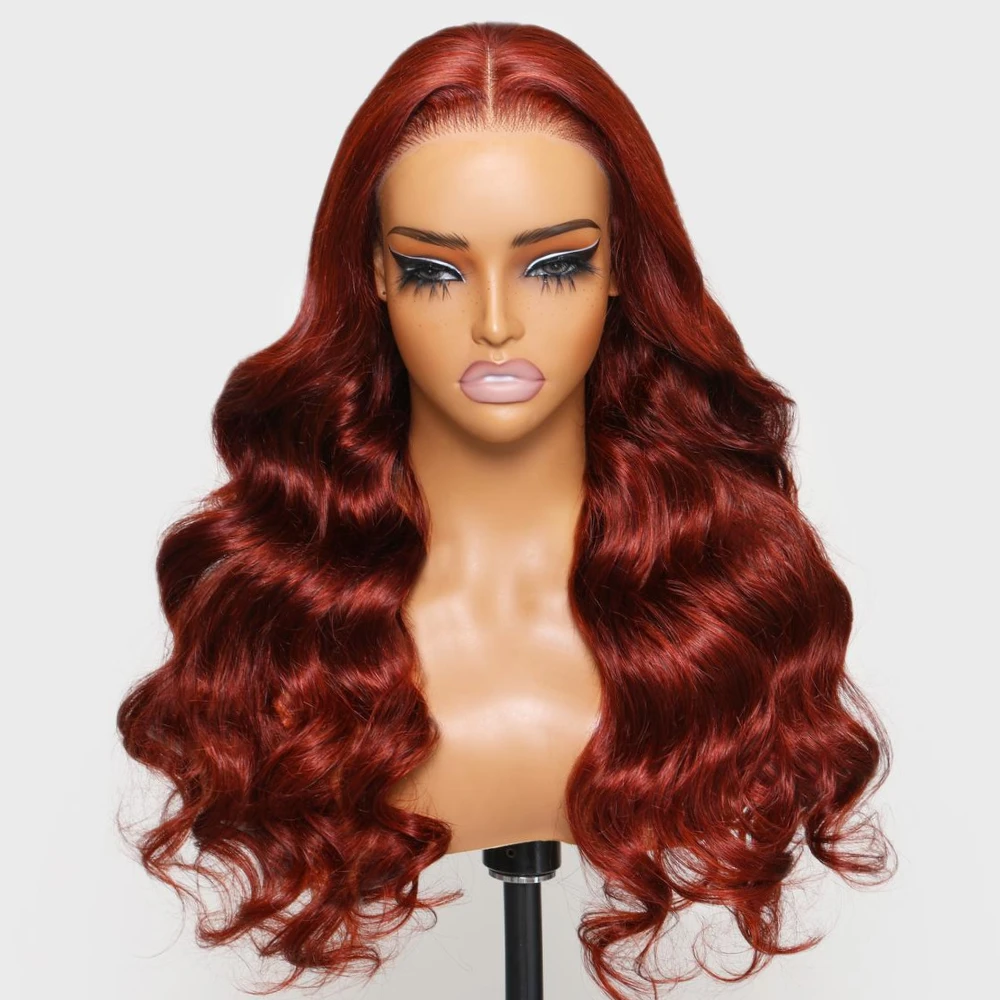 UNice Hair Pre Cut Pre Bleached 7X5 Glueless Wig Human Hair Reddish Brown Color Lace Front Human Hair Wigs 150% Density